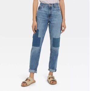 Universal Thread Women's Boyfriend Jeans - Patchwork Blue